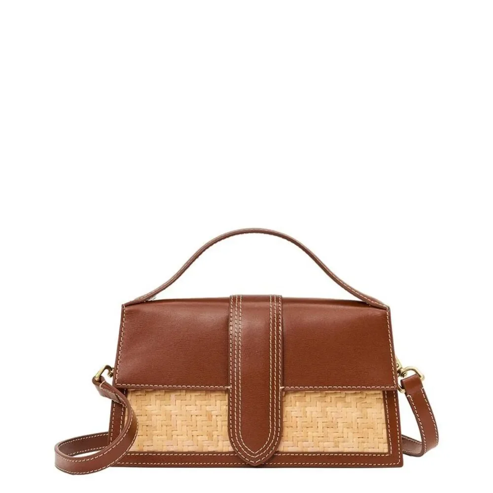 J.Mclaughlin Fannie Leather-Trim Handbag, Brown